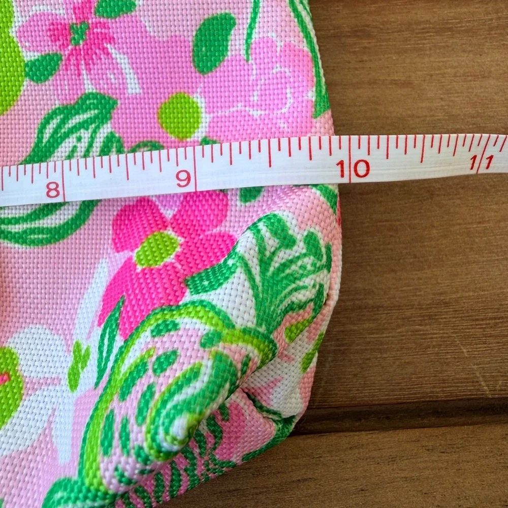Lilly Pulitzer Estee Lauder Pink Green Floral Canvas Makeup Cosmetic Bag Pouch